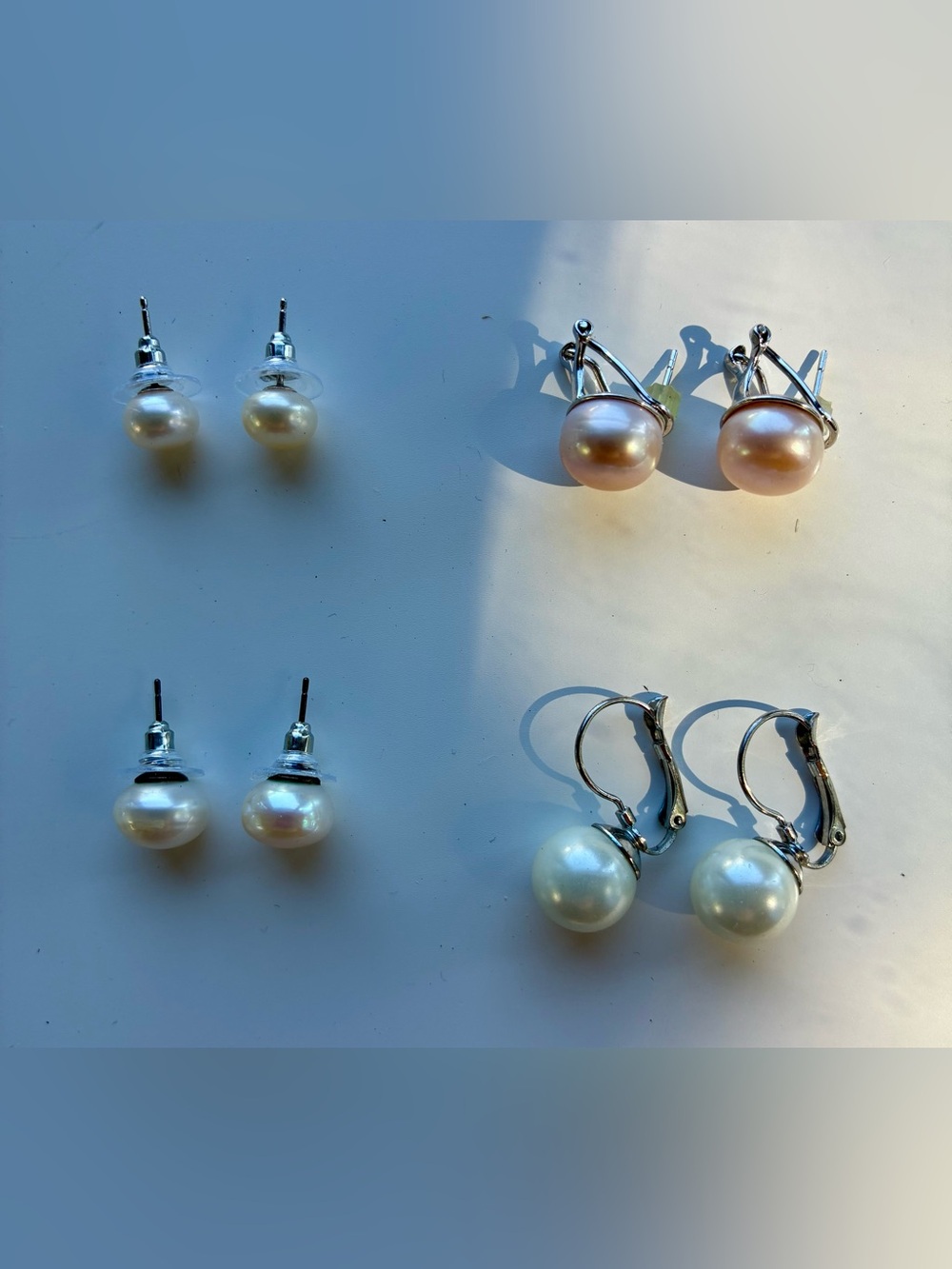 Classic Pearl Stud Earrings - Set of 4